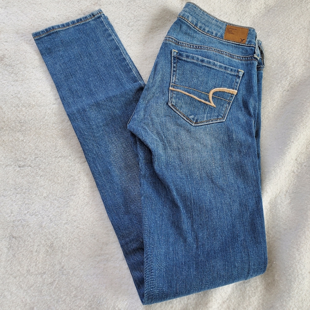 American Eagle Distressed Skinny Jeans, Sz 2